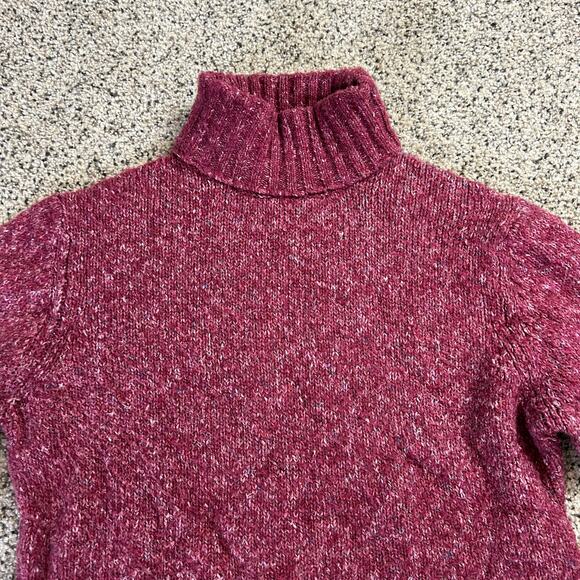 LL Bean Womens Turtleneck Sweater Size Large Purple Wool Blend - Picture 3 of 6